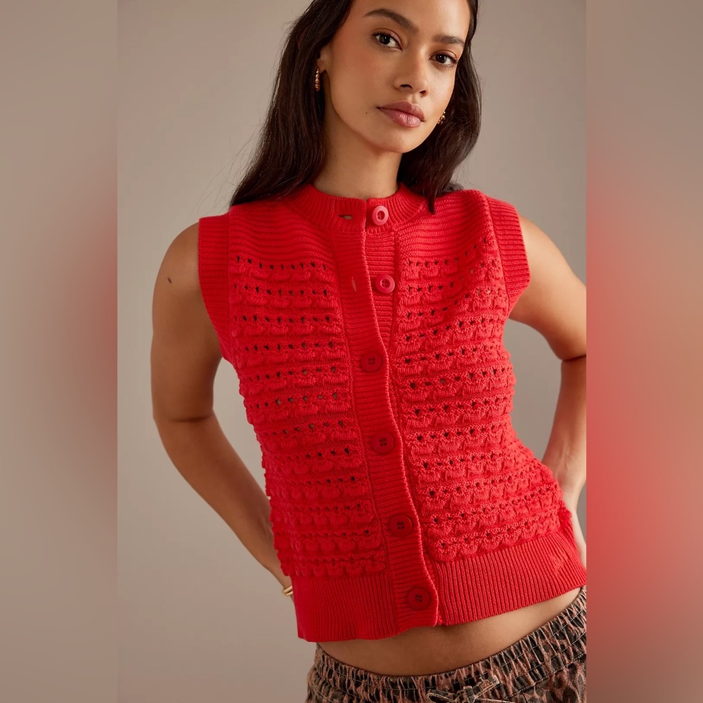 Damson Madder Aggie Knitted Tank in Red UK 10 / US 6 - Picture 6 of 15